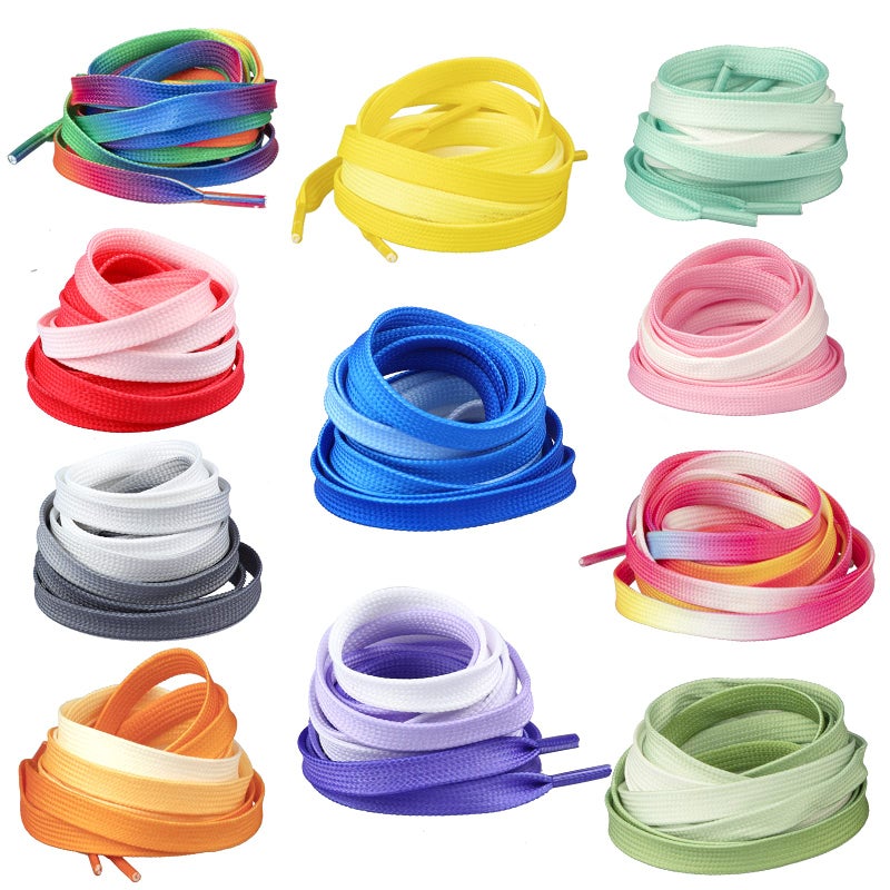 RONRONS 11 Pairs Flat Colorful Shoelaces Gradient Rainbow Shoestring for Sneakers,120cm/47'' (Random Color) - Image 1
